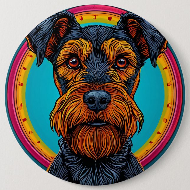 Dog with Vibrant Circular Background Design Button (Front)
