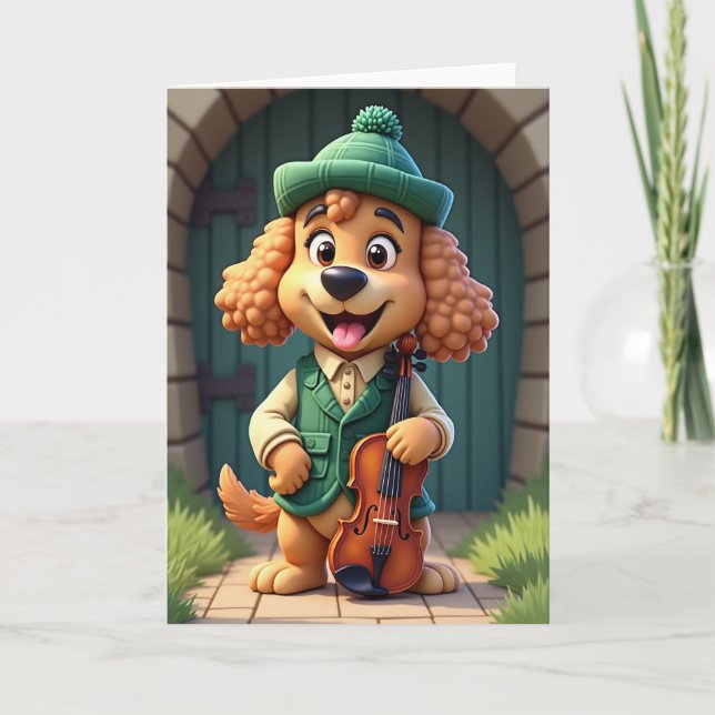 Dog With Violin Joy Card (Front)