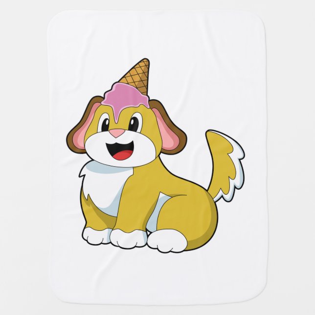 Dog with Waffle ice cream Baby Blanket (Front)