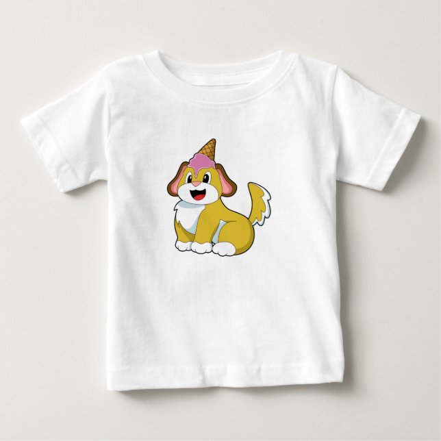 Dog with Waffle ice cream Baby T-Shirt (Front)