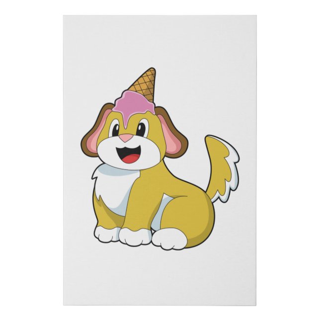 Dog with Waffle ice cream Faux Canvas Print (Front)