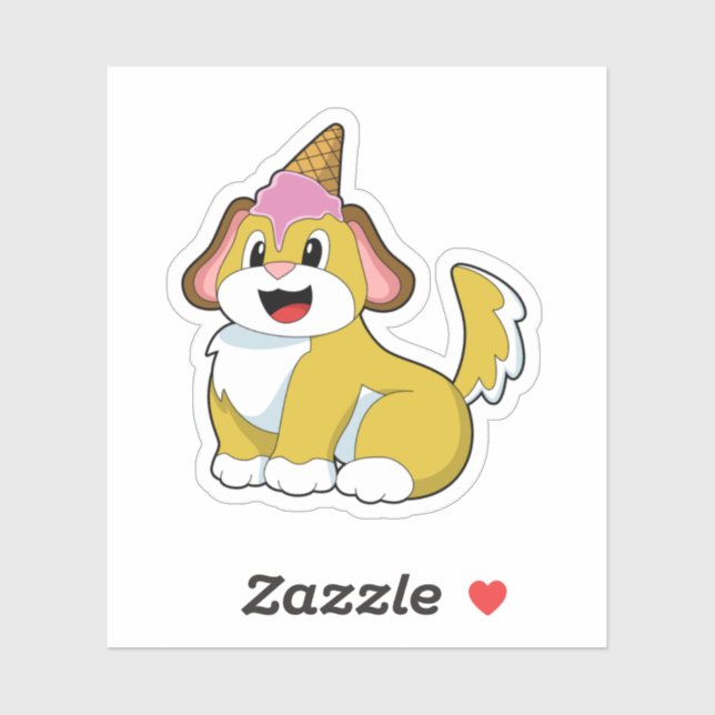 Dog with Waffle ice cream Sticker (Sheet)