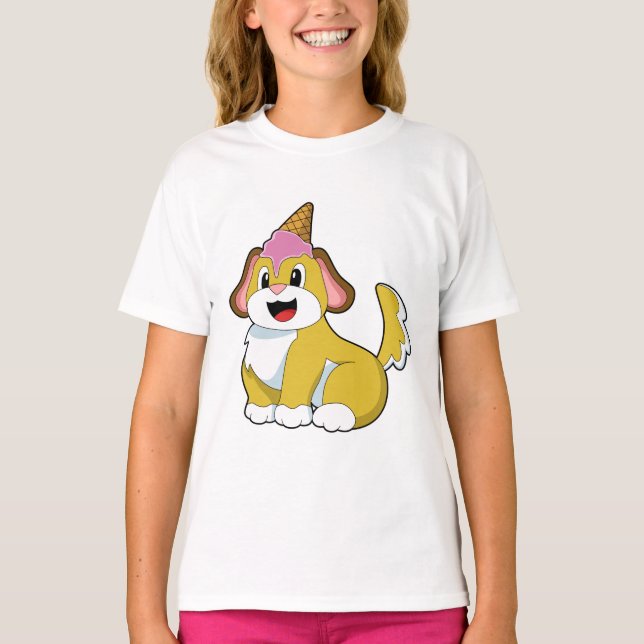 Dog with Waffle ice cream T-Shirt (Front)