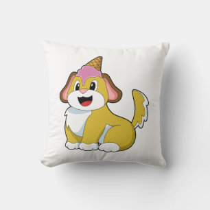 Dog with Waffle ice cream Throw Pillow