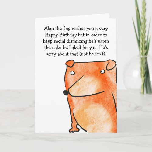 Dog without cake birthday card