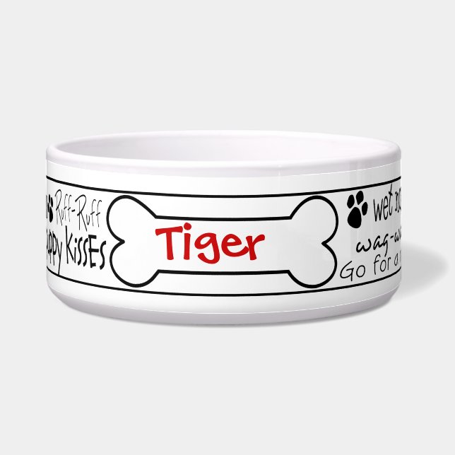 Dog Word Art Personalized Pet Bowl (Front)