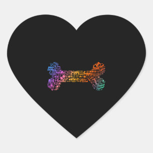 Dog Word Cloud (bone colorful) Heart Sticker
