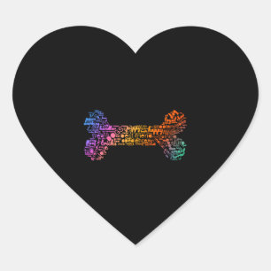 Dog Word Cloud (bone colorful) Heart Sticker