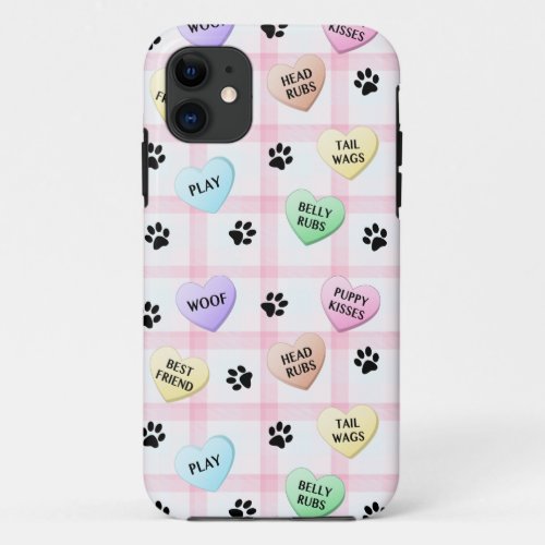 Dog words love hearts and paw prints Phone Cases
