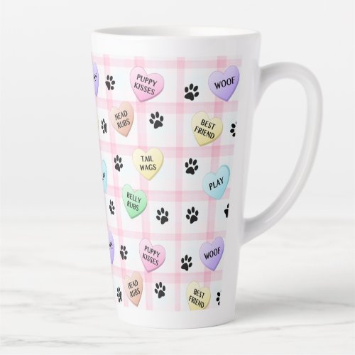 Dog Words Love Hearts Paw Prints Latte Mug