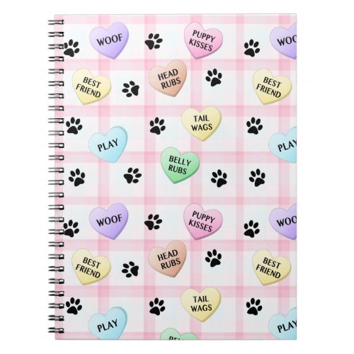 Dog Words Love Hearts Paw Prints Spiral Notebook