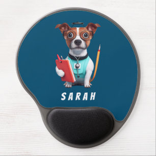 Dog Working as Nurse, Dog Wearing Nurse uniform Gel Mouse Pad