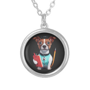 Dog Working as Nurse, Dog Wearing Nurse uniform Silver Plated Necklace
