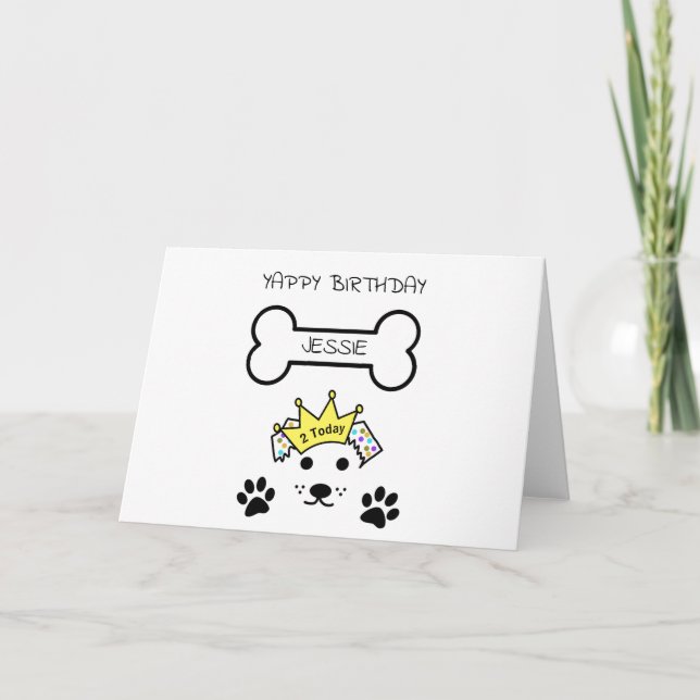 DOG YAPPY BIRTHDAY, Custom Name Card (Front)