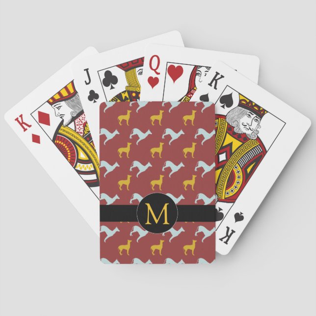 Dog Year 2018 Zodiac Birthday Monogram Custom Play Poker Cards (Back)