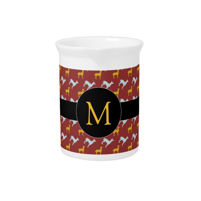 Dog Year 2018 Zodiac Birthday Monogram Pitcher (Front)