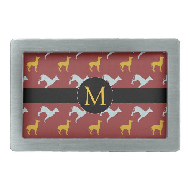 Dog Year Zodiac Birthday Monogram Belt Buckle (Front)
