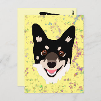 dog yellow postcard
