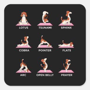 Dog Yoga Poses Funny Gift Square Sticker