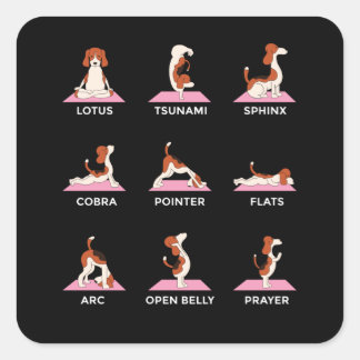 Dog Yoga Poses Funny Gift Square Sticker