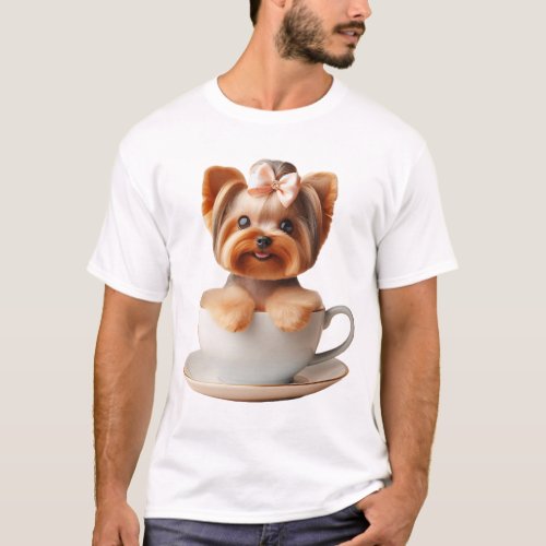 Dog Yorkshire Terrier Ribbon T_Shirt