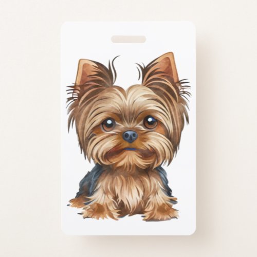Dog yorkshire terrier watercolor  badge