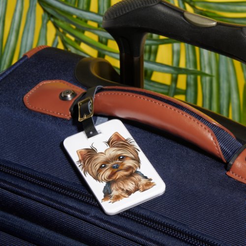 Dog yorkshire terrier watercolor  luggage tag