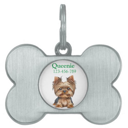 Dog yorkshire terrier watercolor  pet ID tag
