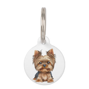 Dog yorkshire terrier watercolor pet ID tag
