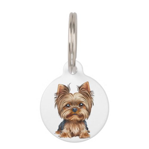 Dog yorkshire terrier watercolor  pet ID tag