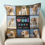 Dog You Had Me At WOOF Custom 8 Picture Colorful  Throw Pillow<br><div class="desc">Introducing our "You Had Me at WOOF" pillow, the perfect addition to any dog lover's home. This pillow features a modern retro and cute design, with space for up to 8 pictures of your beloved pet. It's a great way to showcase your furry friend and celebrate the special bond you...</div>