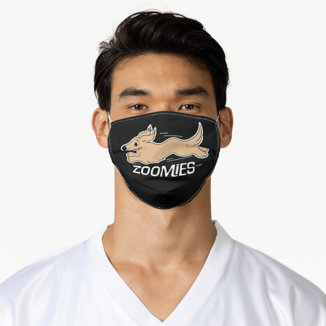Dog Zoomies Black Adult Cloth Face Mask (Worn)