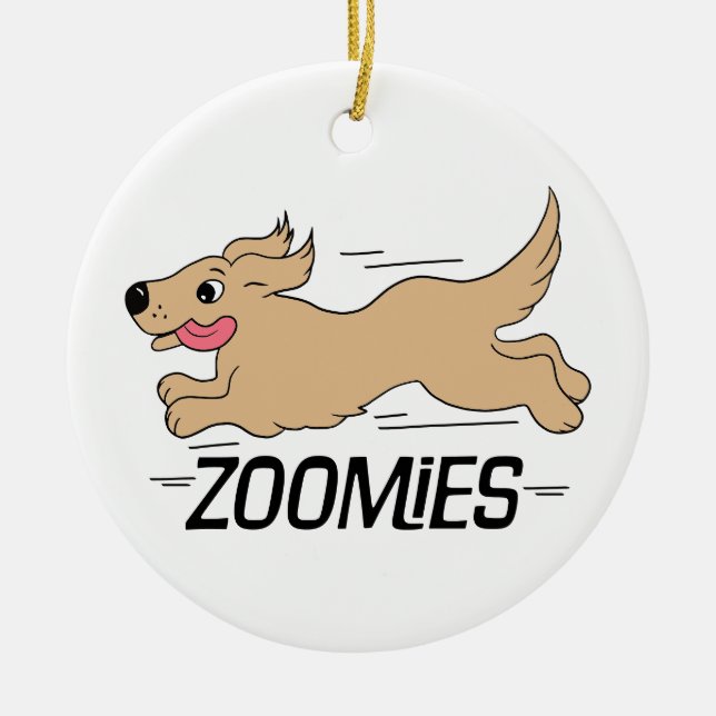 Dog Zoomies Ceramic Ornament (Front)
