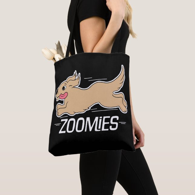 Dog Zoomies Funny Tote Bag (Close Up)
