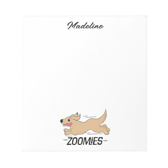 Dog Zoomies Humorous Personalized Notepad (Front)