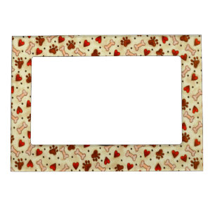 Dogbone Paw Prints and Hearts Magnetic Picture Frame