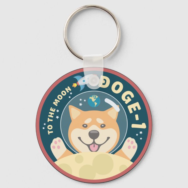 Doge 1 Moon Mission Patch  Button Keychain (Front)