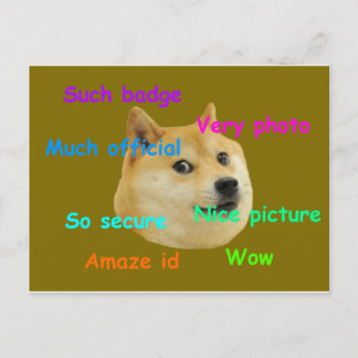 doge badge postcard