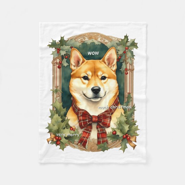 Doge Christmas Swea Shiba Inu Mens Long  Fleece Blanket (Front)