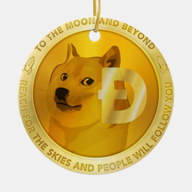 Doge Coin Circle Hanging Ornament (Front)