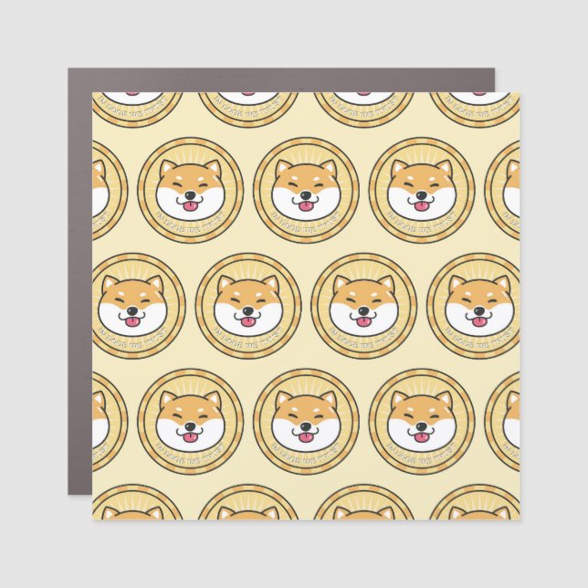 Doge Coin: Crypto Currency Background Car Magnet (Front)