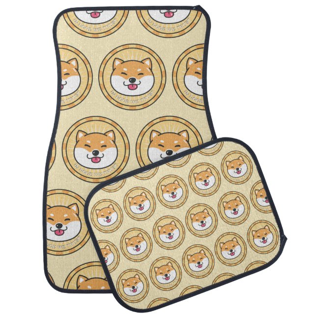 Doge coin cyrpto currency background car floor mat (Set)