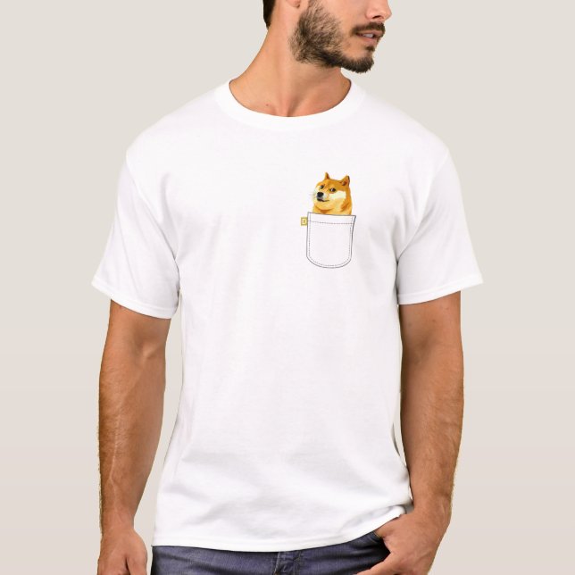 Doge Coin Faux Pocket Dogecoin To The Moon T-Shirt (Front)