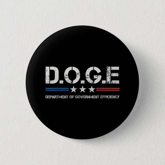 Doge D.o.g.e. Department Of Government Efficiency  Button (Front)