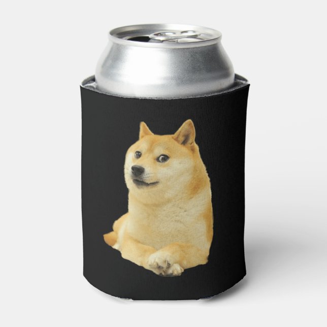Doge Dog Meme Double Sided Black Can Cooler (Can Front)
