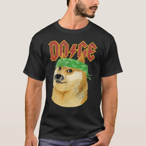 Doge Dogecoin Logo Meme Funny Retro Vintage Distre T_Shirt