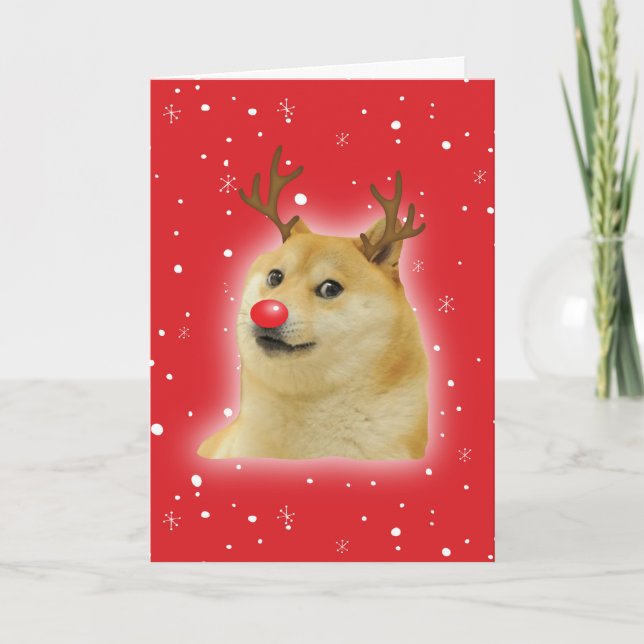 Doge Dogright Doggo Dog Christmas Meme Card red (Front)