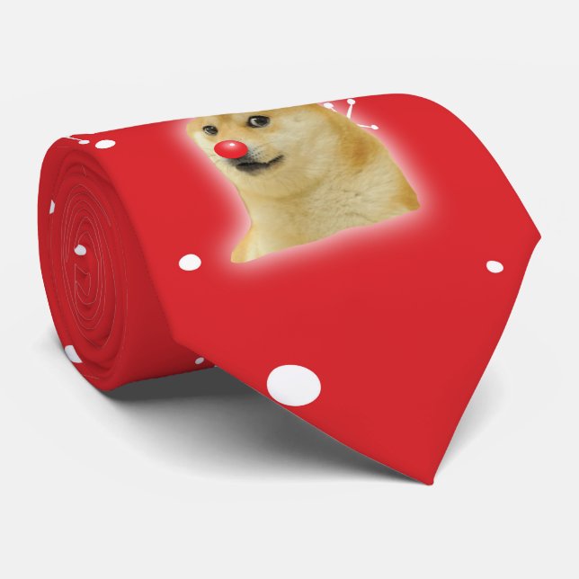 Doge Dogright Doggo Dog Christmas Meme Card red Neck Tie (Rolled)