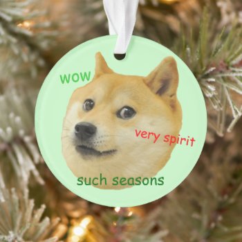 Doge Funny Meme Green Ornament by RandomLife at Zazzle
