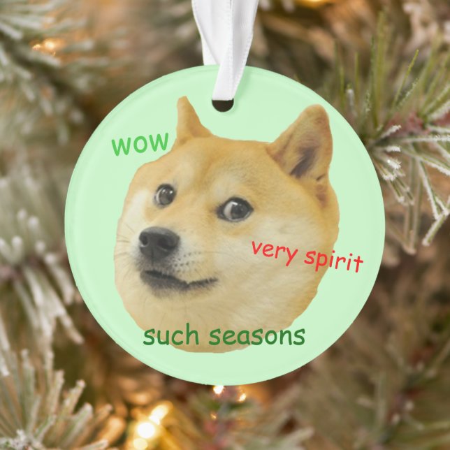Doge Funny Meme Green Ornament (Tree)